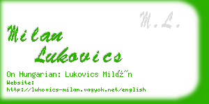 milan lukovics business card